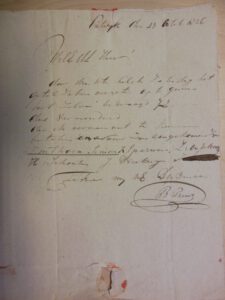 Briefje B.Prins met Imthorn Senior 23-10-1826